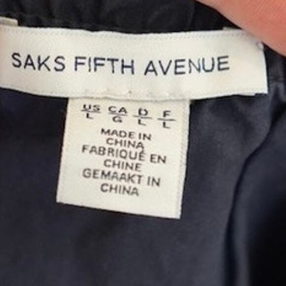 Saks Fifth Avenue Strapless Tiered Ruffles Dress Navy Womens Size Large - Picture 6 of 7